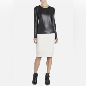 BCBG black faux leather top X-small NWOT